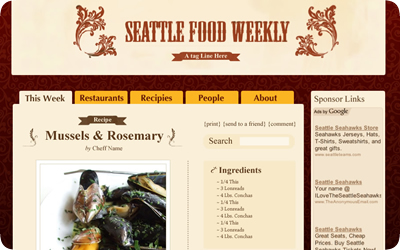 Seattle Food Weekly - Web Interface Sketch Seattle Food Weekly